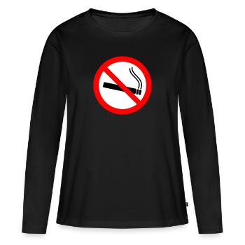 Interdiction de fumer - panneau d'interdiction de fumer - T-shirt manches longues Premium bio Femme - noir - Devant - Julia (174cm)