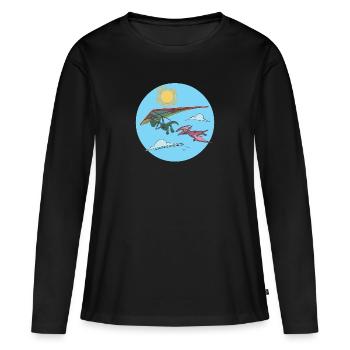 Deltaplane Planeur Deltaplane Dinosaur - T-shirt manches longues Premium bio Femme - noir - Devant - Julia (174cm)
