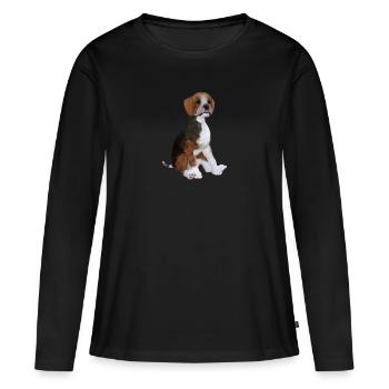 Chiot Beagle - T-shirt manches longues Premium bio Femme - noir - Devant - Julia (174cm)