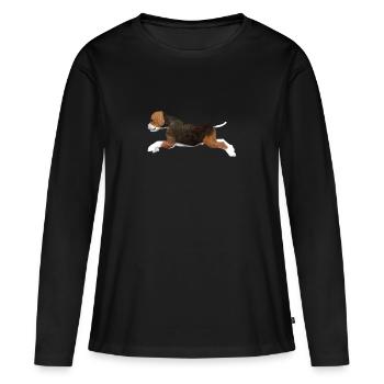 Chiot Beagle - T-shirt manches longues Premium bio Femme - noir - Devant - Julia (174cm)