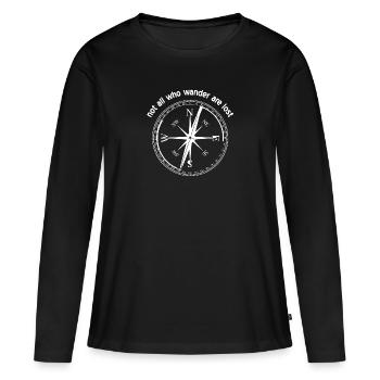 Kompass - Frauen Premium Bio Langarmshirt - Schwarz - Vorne - Julia (174cm)