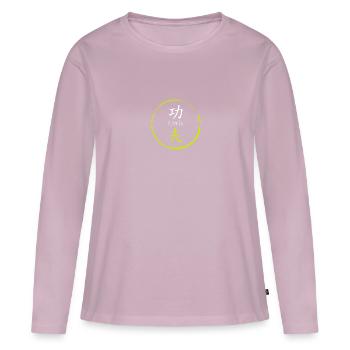 Cercle kanji shaolin kung fu - T-shirt manches longues Premium bio Femme - rose poudré - Devant - Julia (174cm)