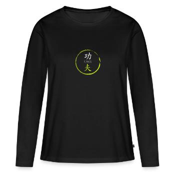 Cercle kanji shaolin kung fu - T-shirt manches longues Premium bio Femme - noir - Devant - Julia (174cm)