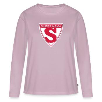 Supermama - T-shirt manches longues Premium bio Femme - rose poudré - Devant - Julia (174cm)