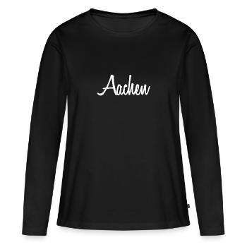 Aachen - Frauen Premium Bio Langarmshirt - Schwarz - Vorne - Julia (174cm)