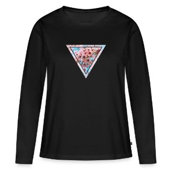 Triangle de fleurs de cerisier - T-shirt manches longues Premium bio Femme - noir - Devant - Julia (174cm)