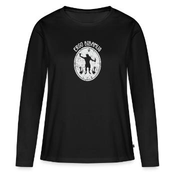 Latein - Ergo Bibamus - Frauen Premium Bio Langarmshirt - Schwarz - Vorne - Julia (174cm)
