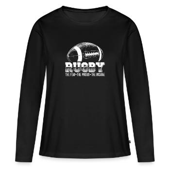 Énonciations rubgy | Cadeaux d'équipe de joueurs de sport - T-shirt manches longues Premium bio Femme - noir - Devant - Julia (174cm)