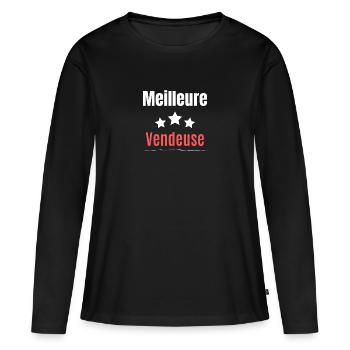 Meilleure vendeuse - T-shirt manches longues Premium bio Femme - noir - Devant - Julia (174cm)