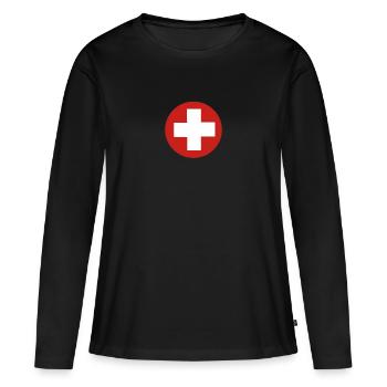 Médicament - T-shirt manches longues Premium bio Femme - noir - Devant - Julia (174cm)