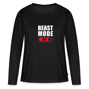 Beast Mode ON - Frauen Premium Bio Langarmshirt - Schwarz - Vorne - Julia (174cm)