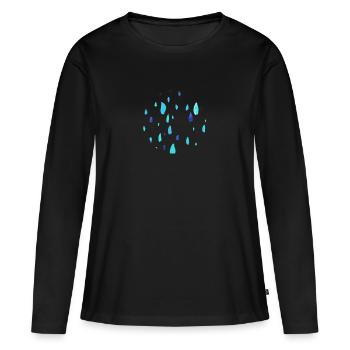 Gouttes de pluie - T-shirt manches longues Premium bio Femme - noir - Devant - Julia (174cm)