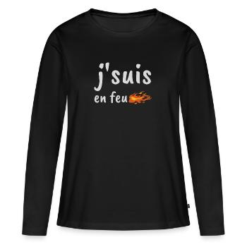 Je suis en feu humour Soprano drôles anniversaire - T-shirt manches longues Premium bio Femme - noir - Devant - Julia (174cm)