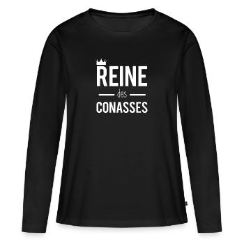 Reine - T-shirt manches longues Premium bio Femme - noir - Devant - Julia (174cm)