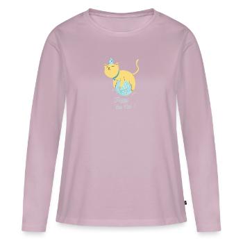 fuzzy the cute cat - Women's Premium Organic Long Sleeve Shirt - dusky pink - Front - Julia (174cm)