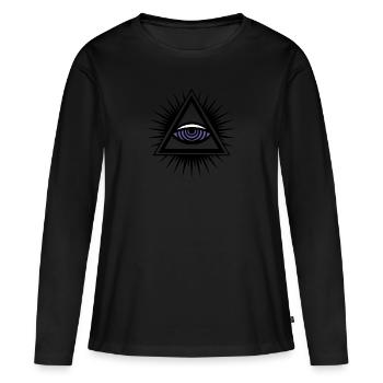 Oeil Illuminati - T-shirt manches longues Premium bio Femme - noir - Devant - Julia (174cm)