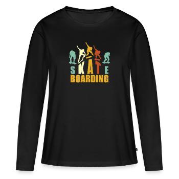 Skateboarding, Skater, Skateboarder - T-shirt manches longues Premium bio Femme - noir - Devant - Julia (174cm)
