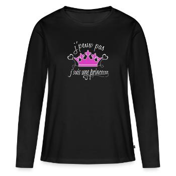 J'peux pas j'suis une princesse humour femme - T-shirt manches longues Premium bio Femme - noir - Devant - Julia (174cm)