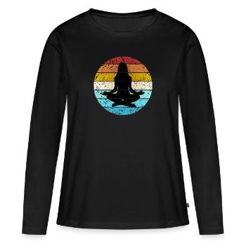 Yoga couleur rétro Pilates Vintage - T-shirt manches longues Premium bio Femme - noir - Devant - Julia (174cm)
