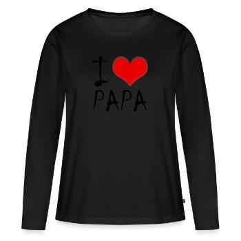J’aime papa - T-shirt manches longues Premium bio Femme - noir - Devant - Julia (174cm)