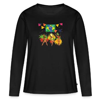 Samba Parade-Brazil - T-shirt manches longues Premium bio Femme - noir - Devant - Julia (174cm)