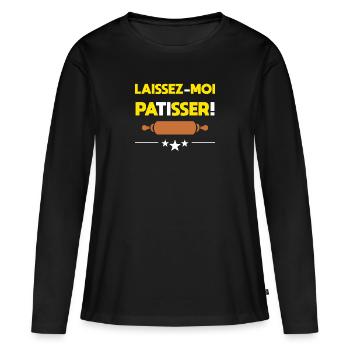 Laissez-moi pâtisser ! Humour pâtisseries - T-shirt manches longues Premium bio Femme - noir - Devant - Julia (174cm)