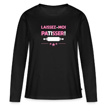 Laissez-moi pâtisser ! Passionnées pâtisseries - T-shirt manches longues Premium bio Femme - noir - Devant - Julia (174cm)