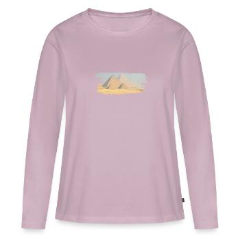 Pyramides de pinceau - T-shirt manches longues Premium bio Femme - rose poudré - Devant - Julia (174cm)