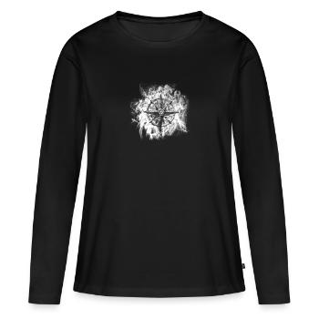 Kompass - Frauen Premium Bio Langarmshirt - Schwarz - Vorne - Julia (174cm)