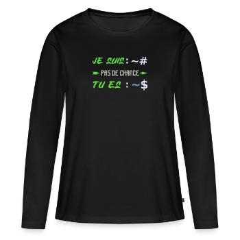 Je Suis Super Utilisateur Administrateur Linux - T-shirt manches longues Premium bio Femme - noir - Devant - Julia (174cm)