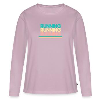 Aimer Courir Passion footing course à pied - T-shirt manches longues Premium bio Femme - rose poudré - Devant - Julia (174cm)
