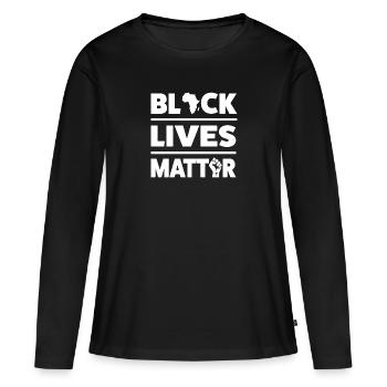 Black Lives Matter - Logo - Afrika - Faust erhoben - Frauen Premium Bio Langarmshirt - Schwarz - Vorne - Julia (174cm)