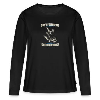 Parachutisme | Cadeaux de parachutisme parachutisme - T-shirt manches longues Premium bio Femme - noir - Devant - Julia (174cm)