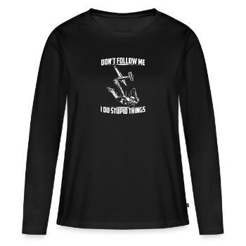 Skydiving | Parachute Skydiver Skydive Cadeaux - T-shirt manches longues Premium bio Femme - noir - Devant - Julia (174cm)