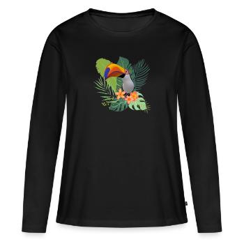 tropical - T-shirt manches longues Premium bio Femme - noir - Devant - Julia (174cm)