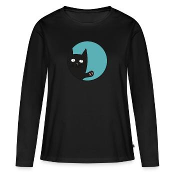 Chat noir Chat noir mignon - T-shirt manches longues Premium bio Femme - noir - Devant - Julia (174cm)