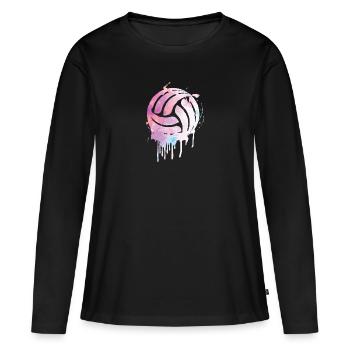Jouer au volleyball | Cadeau de sport d'équipe de volleyball - T-shirt manches longues Premium bio Femme - noir - Devant - Julia (174cm)