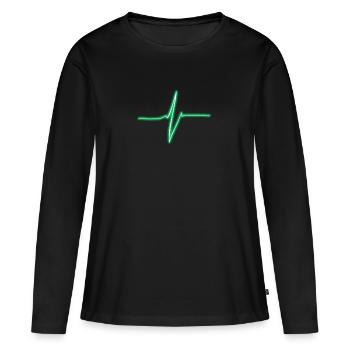 Pouls - T-shirt manches longues Premium bio Femme - noir - Devant - Julia (174cm)