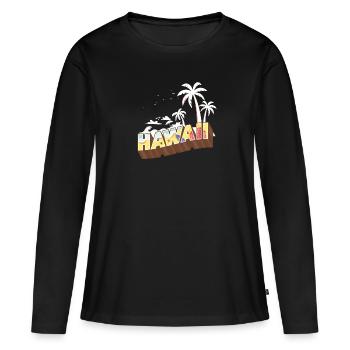 Heure d'été de conception d'Hawaï avec des palmiers - T-shirt manches longues Premium bio Femme - noir - Devant - Julia (174cm)