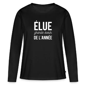 Elue grande sœur de l'année - T-shirt manches longues Premium bio Femme - noir - Devant - Julia (174cm)