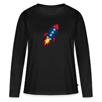 Rocket * Rakete startet - Frauen Premium Bio Langarmshirt - Schwarz - Vorne - Julia (174cm)