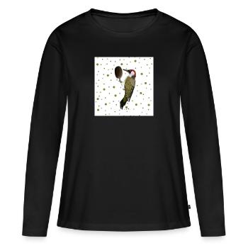 Pivert vert oiseau cadeau femmes hommes enfants - T-shirt manches longues Premium bio Femme - noir - Devant - Julia (174cm)