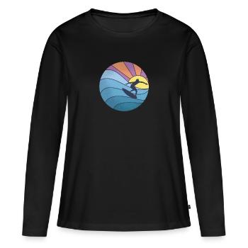 Surf en mer au soleil - T-shirt manches longues Premium bio Femme - noir - Devant - Julia (174cm)