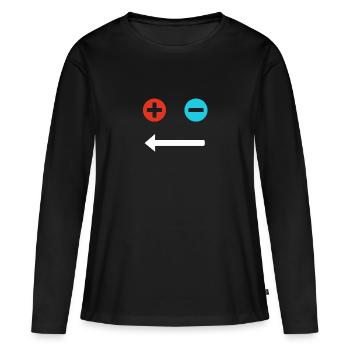 Plus- und Minusgesicht - Frauen Premium Bio Langarmshirt - Schwarz - Vorne - Julia (174cm)