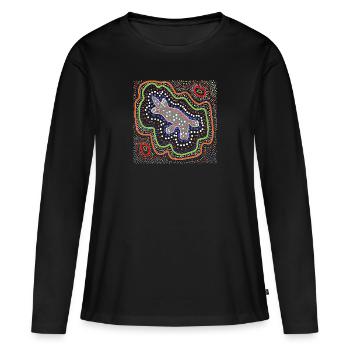 Autralisches Aborigine-Kunstschnabeltier - Frauen Premium Bio Langarmshirt - Schwarz - Vorne - Julia (174cm)