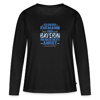 Bayerin | Bayern Bayrisch Oberbayern Geschenkideen - Frauen Premium Bio Langarmshirt - Schwarz - Vorne - Julia (174cm)