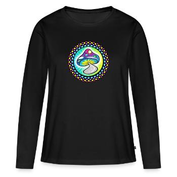 Trippy Goa Champignon - T-shirt manches longues Premium bio Femme - noir - Devant - Julia (174cm)