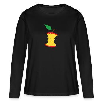 Apfel - Frauen Premium Bio Langarmshirt - Schwarz - Vorne - Julia (174cm)