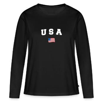 Vereinigte Staaten von Amerika - Frauen Premium Bio Langarmshirt - Schwarz - Vorne - Julia (174cm)