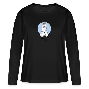 Lama lama alpaga - T-shirt manches longues Premium bio Femme - noir - Devant - Julia (174cm)